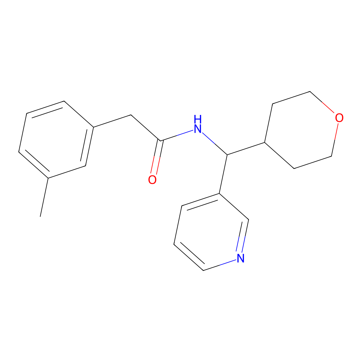 N-(pyridin-3-yl(tetrahydro-2H-pyran-4-yl)methyl)-2-(m-tolyl)acetamide molecular structure, CAS 2034591-75-6