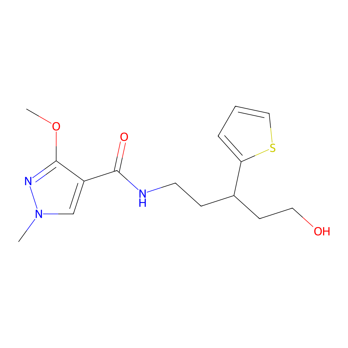 N-[5-hydroxy-3-(thiophen-2-yl)pentyl]-3-methoxy-1-methyl-1H-pyrazole-4-carboxamide molecular structure, CAS 2034591-78-9