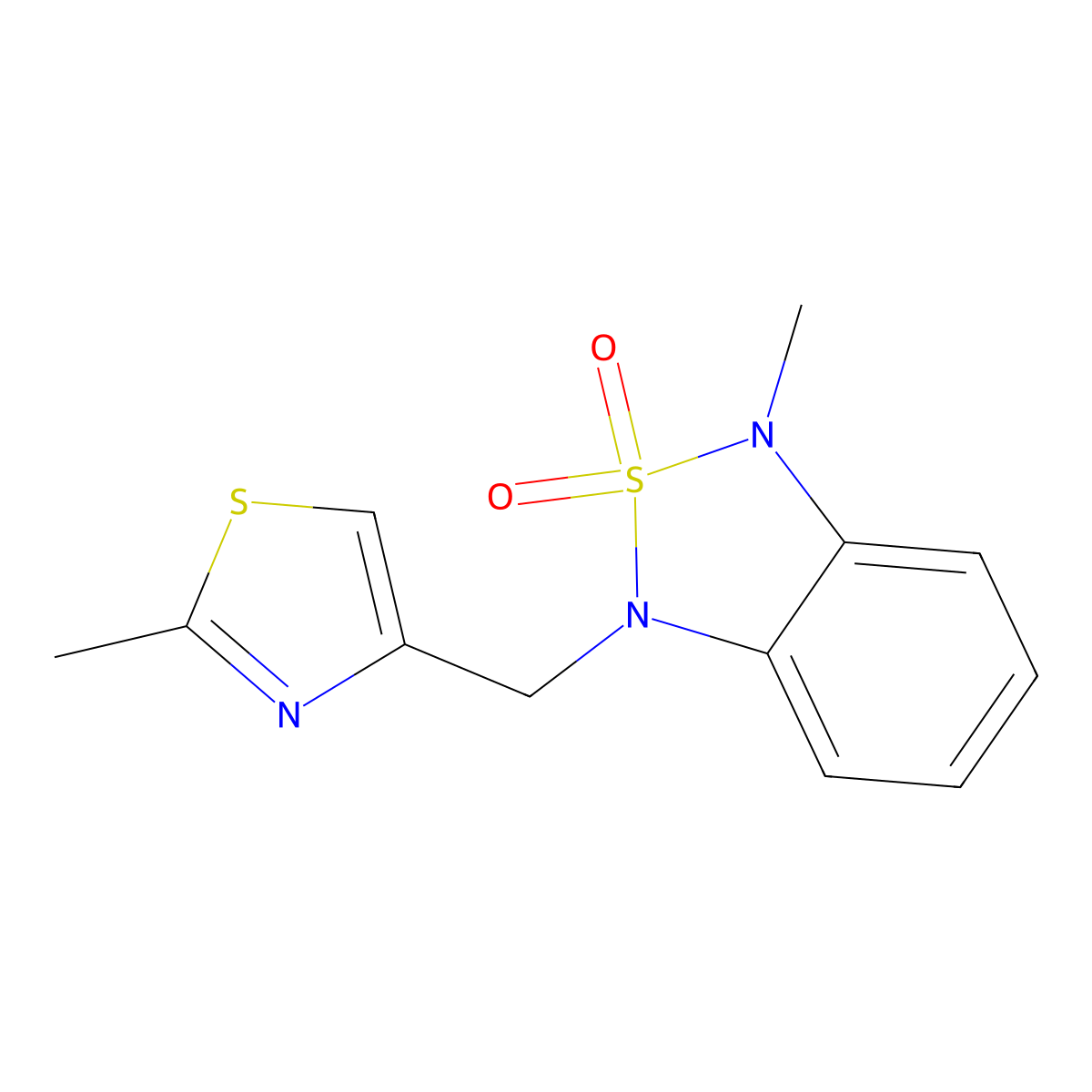 1-Methyl-3-((2-methylthiazol-4-yl)methyl)-1,3-dihydrobenzo[c][1,2,5]thiadiazole 2,2-dioxide molecular structure, CAS 2034591-79-0
