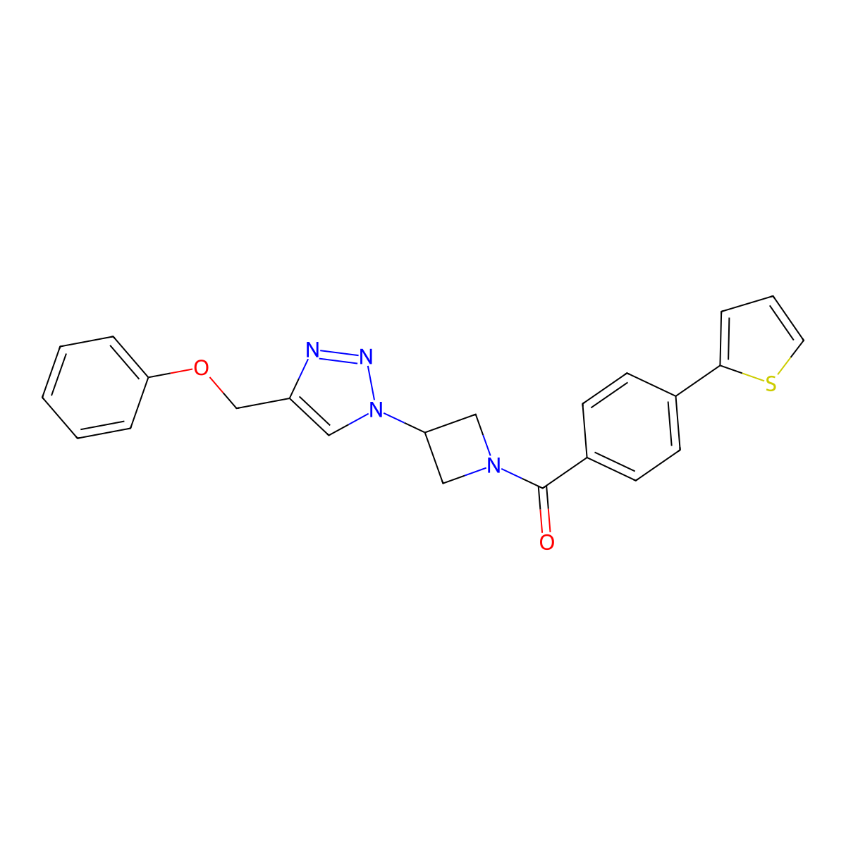 (3-(4-(phenoxymethyl)-1H-1,2,3-triazol-1-yl)azetidin-1-yl)(4-(thiophen-2-yl)phenyl)methanone molecular structure, CAS 2034591-83-6