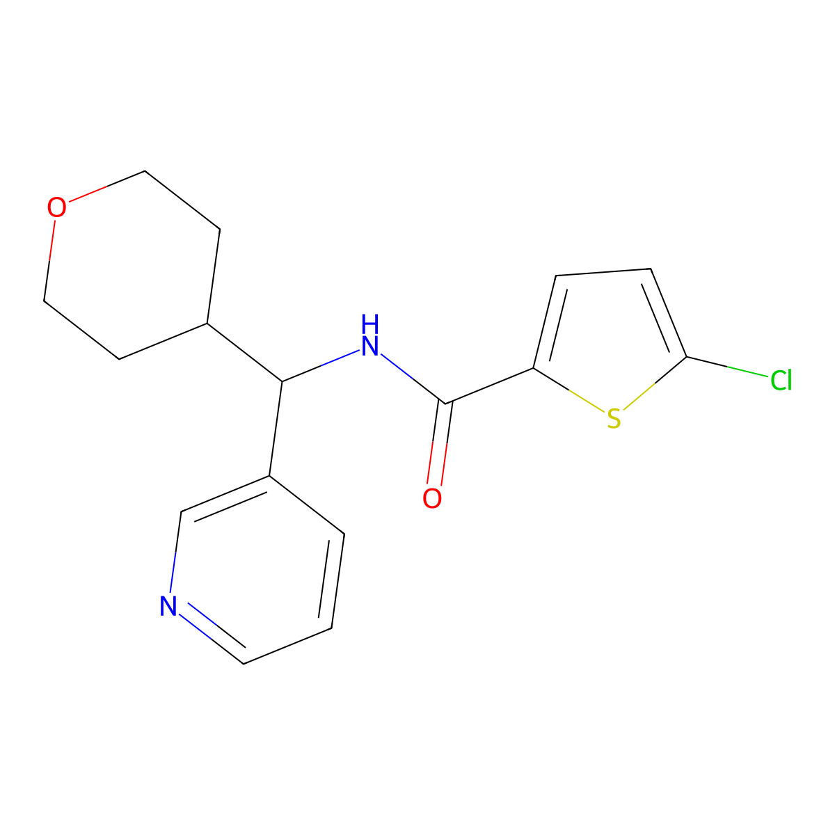 5-chloro-N-(pyridin-3-yl(tetrahydro-2H-pyran-4-yl)methyl)thiophene-2-carboxamide molecular structure, CAS 2034591-85-8