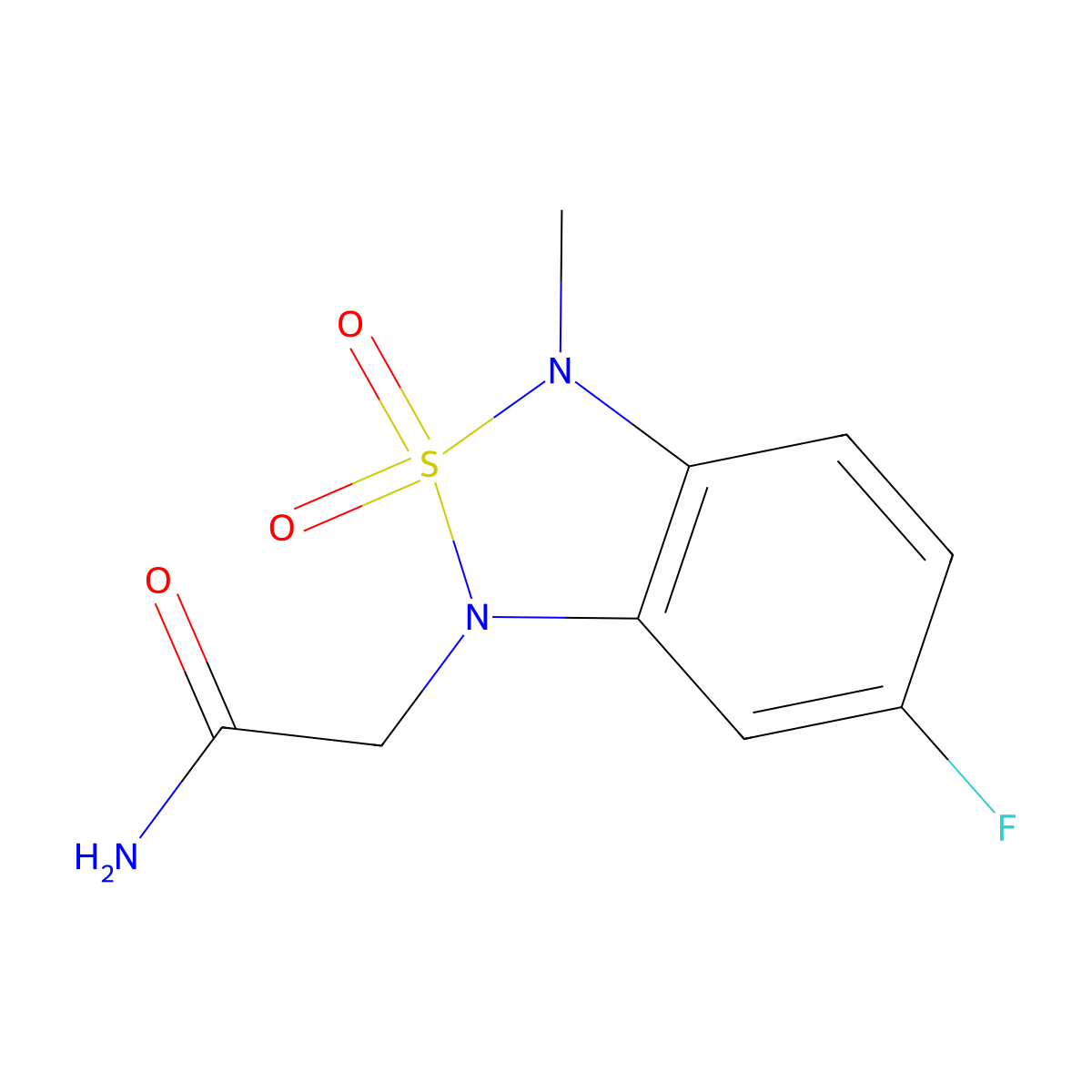 2-(6-fluoro-3-methyl-2,2-dioxidobenzo[c][1,2,5]thiadiazol-1(3H)-yl)acetamide molecular structure, CAS 2034591-87-0