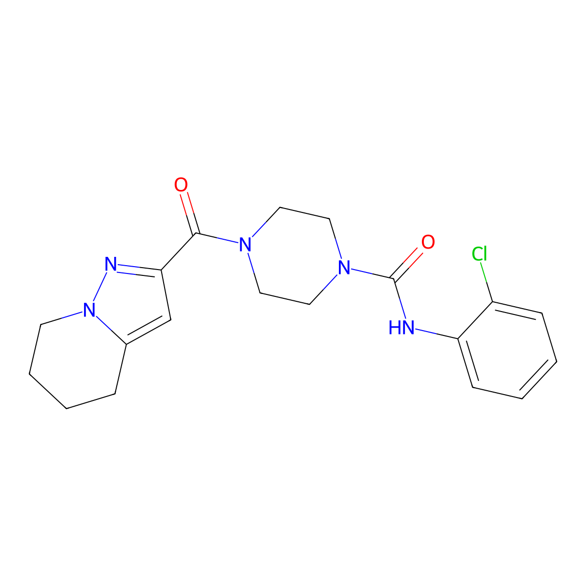 N-(2-chlorophenyl)-4-(4,5,6,7-tetrahydropyrazolo[1,5-a]pyridine-2-carbonyl)piperazine-1-carboxamide molecular structure, CAS 2034591-91-6