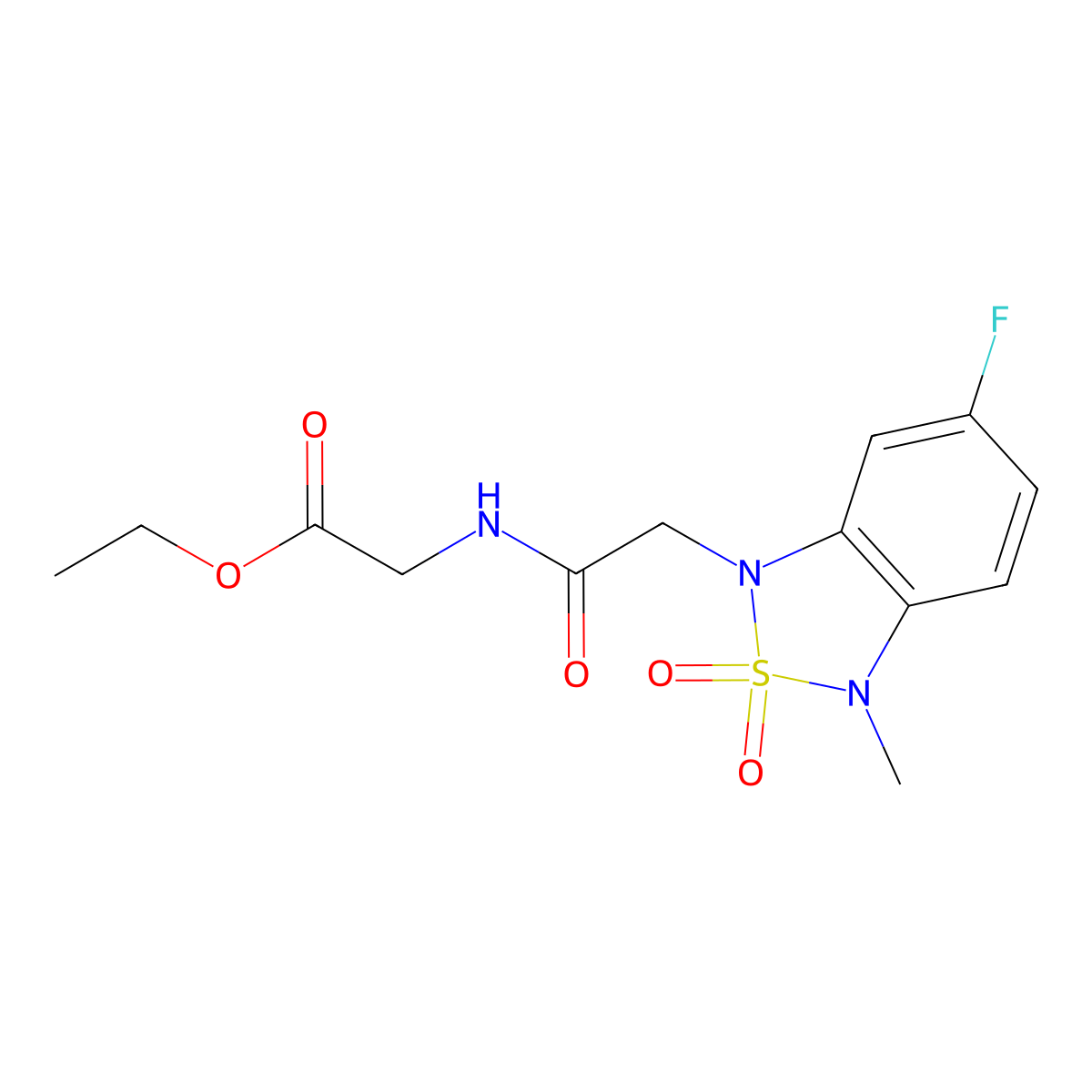 ethyl 2-(2-(6-fluoro-3-methyl-2,2-dioxidobenzo[c][1,2,5]thiadiazol-1(3H)-yl)acetamido)acetate molecular structure, CAS 2034591-95-0
