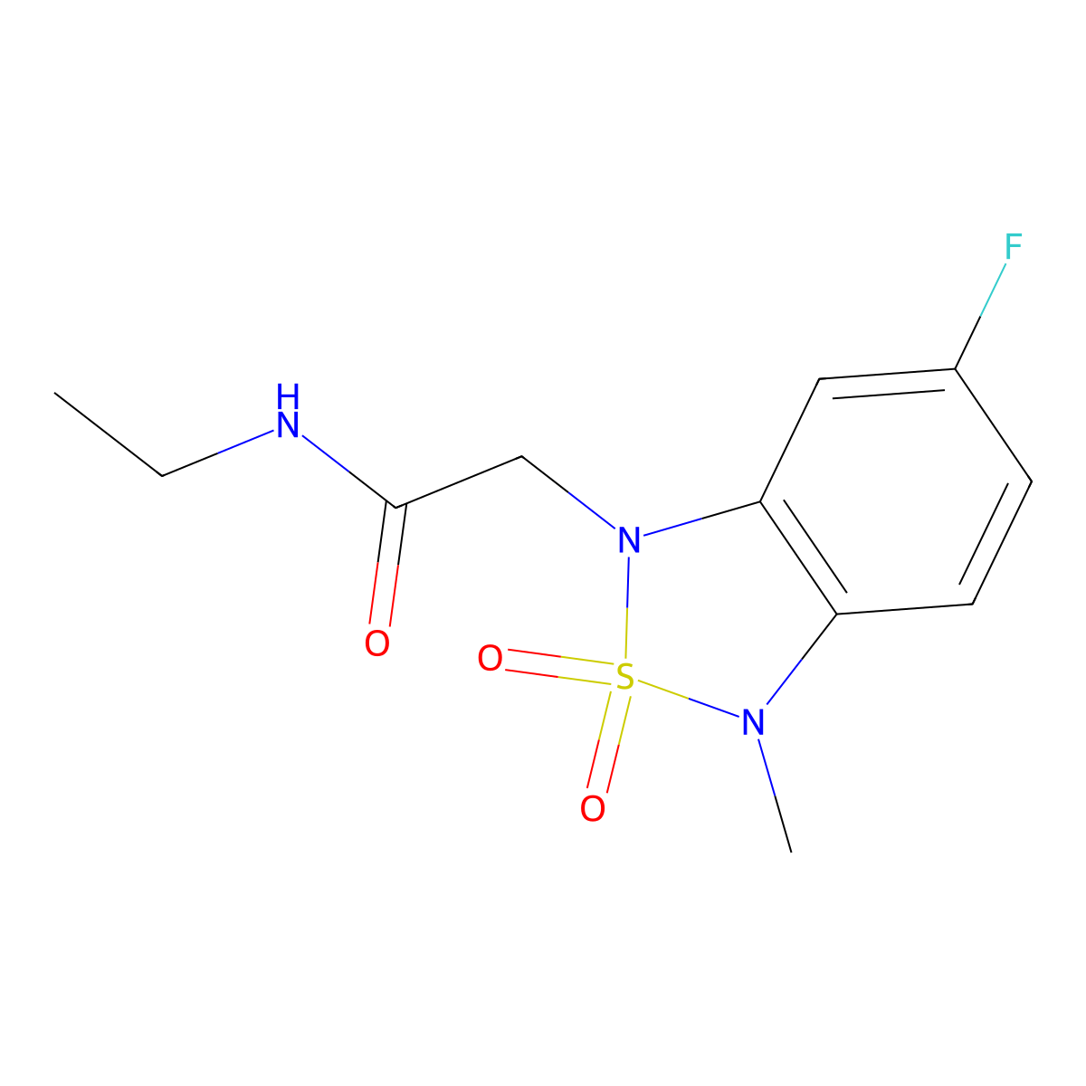 N-ethyl-2-(6-fluoro-3-methyl-2,2-dioxidobenzo[c][1,2,5]thiadiazol-1(3H)-yl)acetamide molecular structure, CAS 2034591-99-4