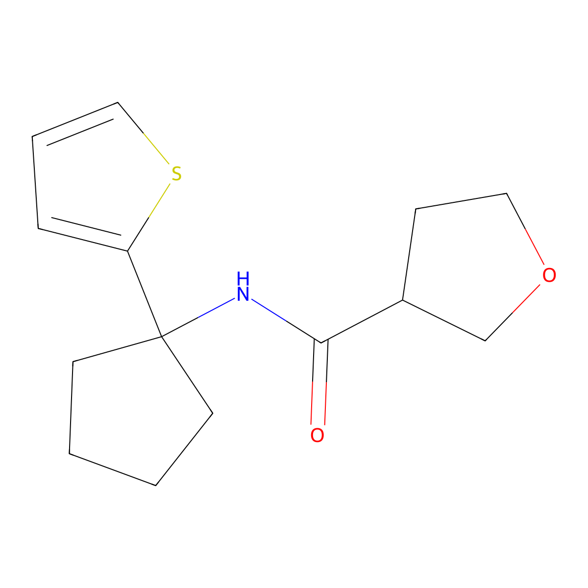 N-(1-(thiophen-2-yl)cyclopentyl)tetrahydrofuran-3-carboxamide molecular structure, CAS 2034592-02-2