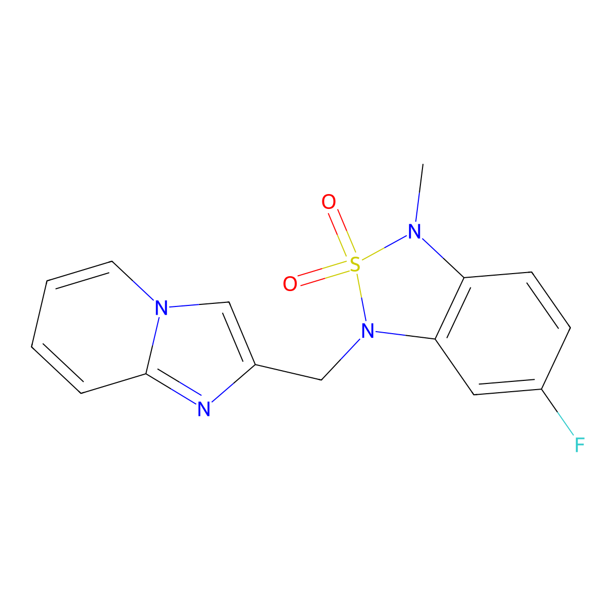 5-Fluoro-3-({imidazo[1,2-a]pyridin-2-yl}methyl)-1-methyl-1,3-dihydro-2lambda6,1,3-benzothiadiazole-2,2-dione molecular structure, CAS 2034592-05-5