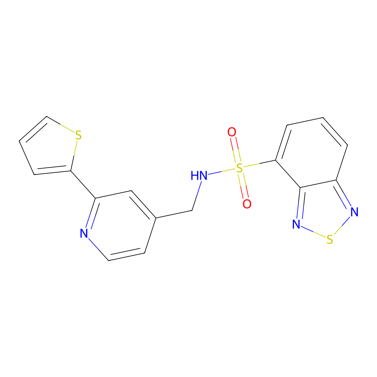 N-((2-(thiophen-2-yl)pyridin-4-yl)methyl)benzo[c][1,2,5]thiadiazole-4-sulfonamide molecular structure, CAS 2034592-14-6