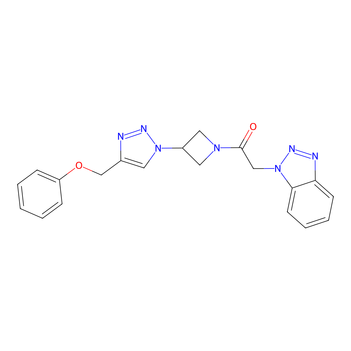 2-(1H-benzo[d][1,2,3]triazol-1-yl)-1-(3-(4-(phenoxymethyl)-1H-1,2,3-triazol-1-yl)azetidin-1-yl)ethanone molecular structure, CAS 2034592-15-7
