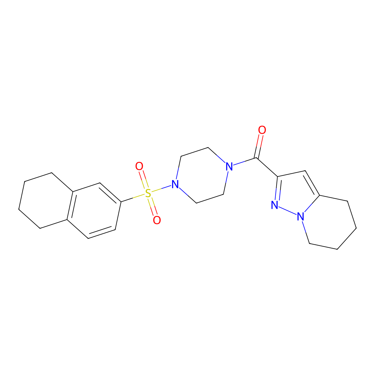 (4-((5,6,7,8-Tetrahydronaphthalen-2-yl)sulfonyl)piperazin-1-yl)(4,5,6,7-tetrahydropyrazolo[1,5-a]pyridin-2-yl)methanone molecular structure, CAS 2034592-29-3