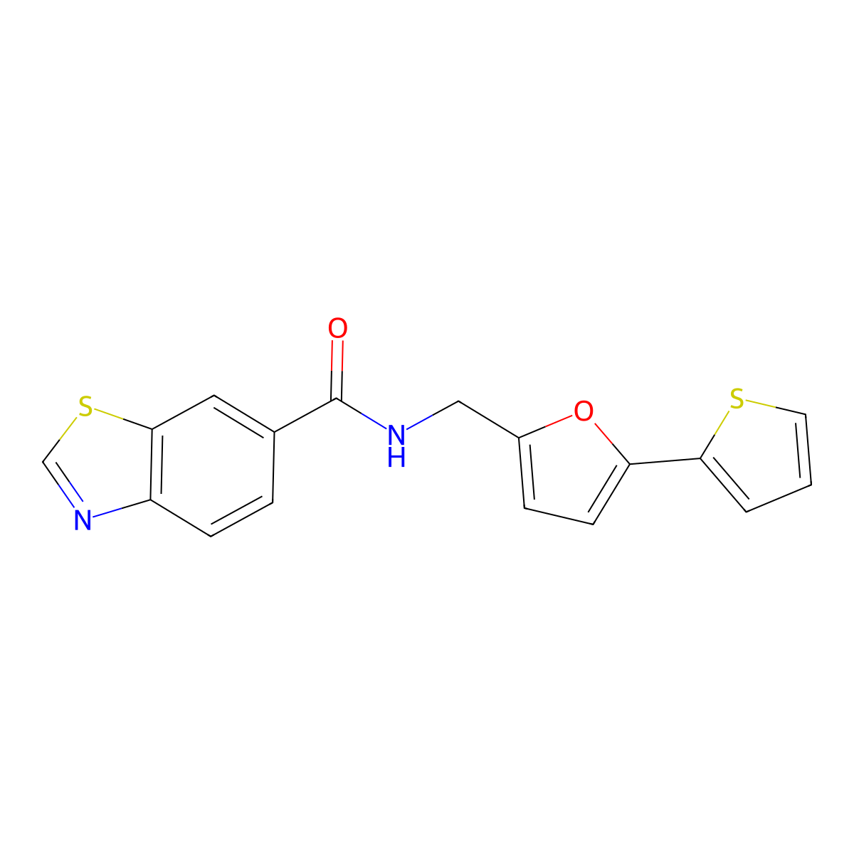 N-((5-(thiophen-2-yl)furan-2-yl)methyl)benzo[d]thiazole-6-carboxamide molecular structure, CAS 2034592-31-7