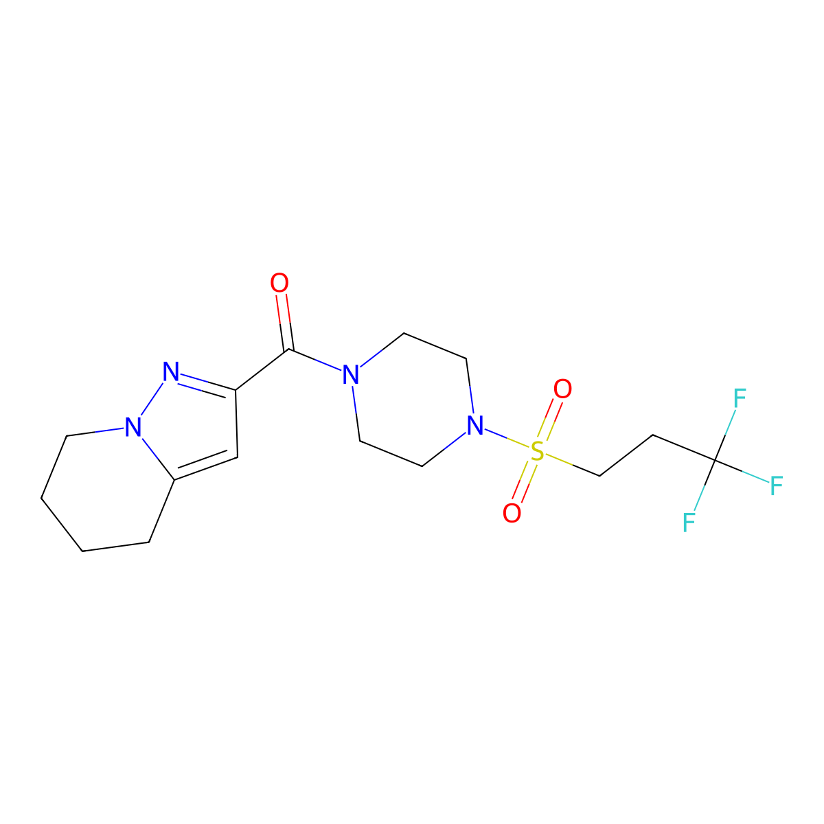 (4,5,6,7-Tetrahydropyrazolo[1,5-a]pyridin-2-yl)(4-((3,3,3-trifluoropropyl)sulfonyl)piperazin-1-yl)methanone molecular structure, CAS 2034592-42-0