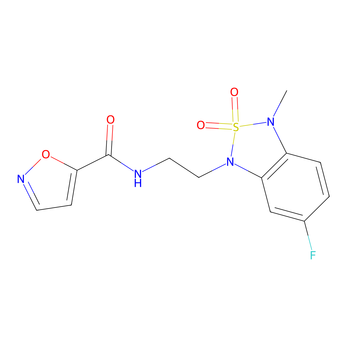 N-[2-(6-fluoro-3-methyl-2,2-dioxo-1,3-dihydro-2lambda6,1,3-benzothiadiazol-1-yl)ethyl]-1,2-oxazole-5-carboxamide molecular structure, CAS 2034592-68-0