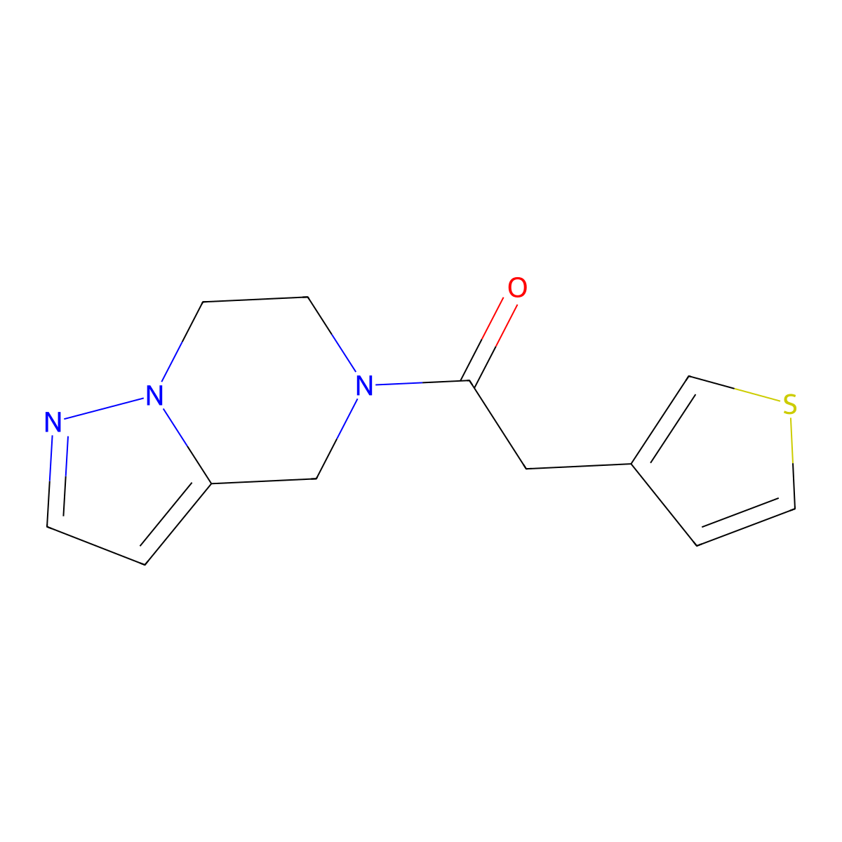 1-(6,7-dihydropyrazolo[1,5-a]pyrazin-5(4H)-yl)-2-(thiophen-3-yl)ethanone molecular structure, CAS 2034592-70-4