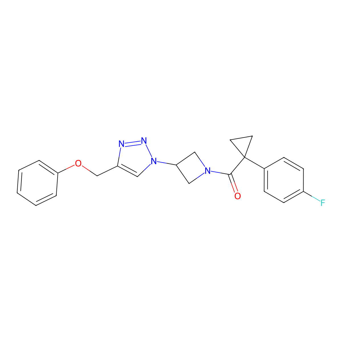 (1-(4-fluorophenyl)cyclopropyl)(3-(4-(phenoxymethyl)-1H-1,2,3-triazol-1-yl)azetidin-1-yl)methanone molecular structure, CAS 2034592-71-5