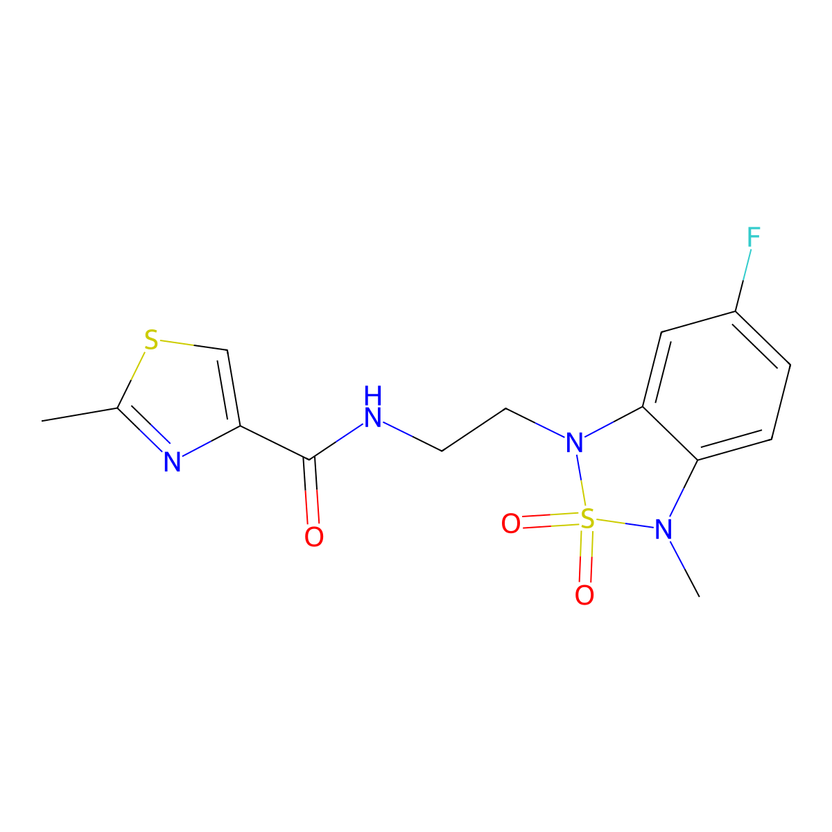 N-(2-(6-fluoro-3-methyl-2,2-dioxidobenzo[c][1,2,5]thiadiazol-1(3H)-yl)ethyl)-2-methylthiazole-4-carboxamide molecular structure, CAS 2034592-80-6