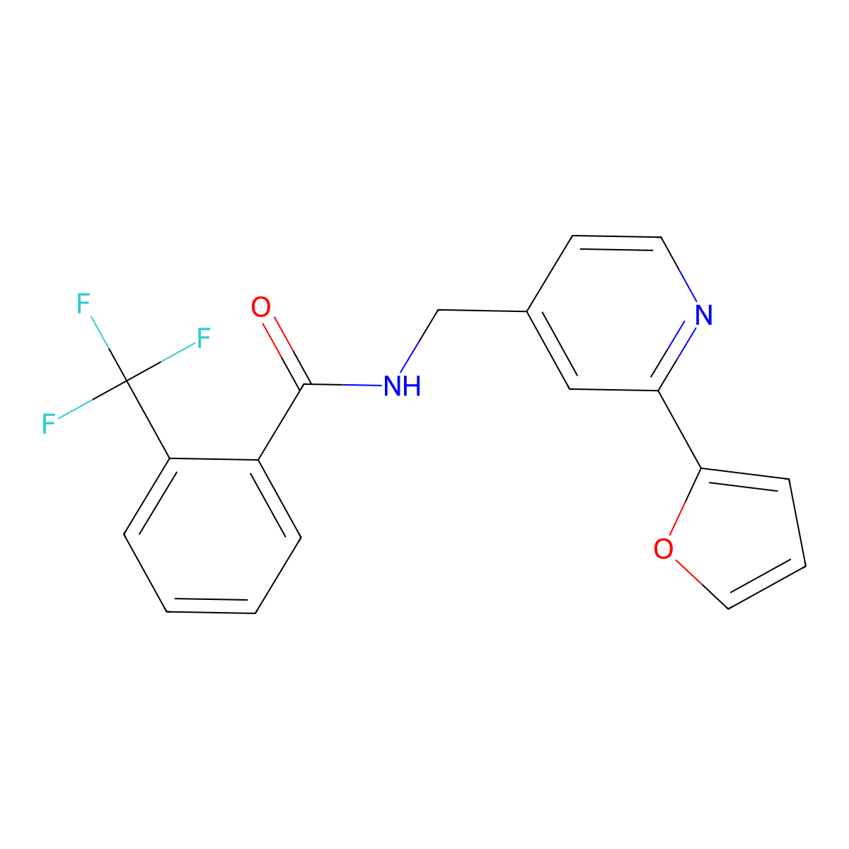 N-((2-(furan-2-yl)pyridin-4-yl)methyl)-2-(trifluoromethyl)benzamide molecular structure, CAS 2034592-93-1