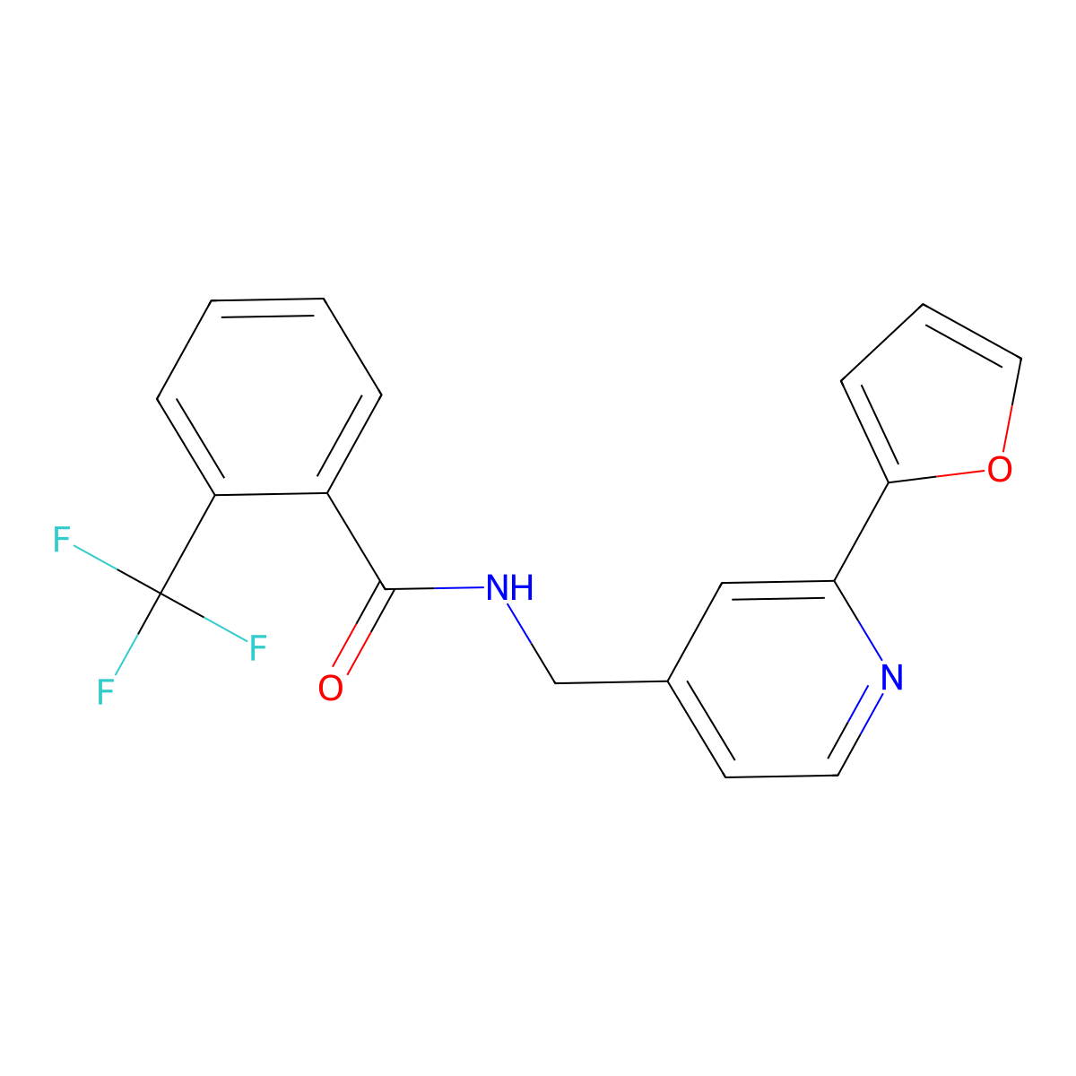 N-((2-(furan-2-yl)pyridin-4-yl)methyl)-2-(trifluoromethyl)benzamide molecular structure, CAS 2034592-93-1