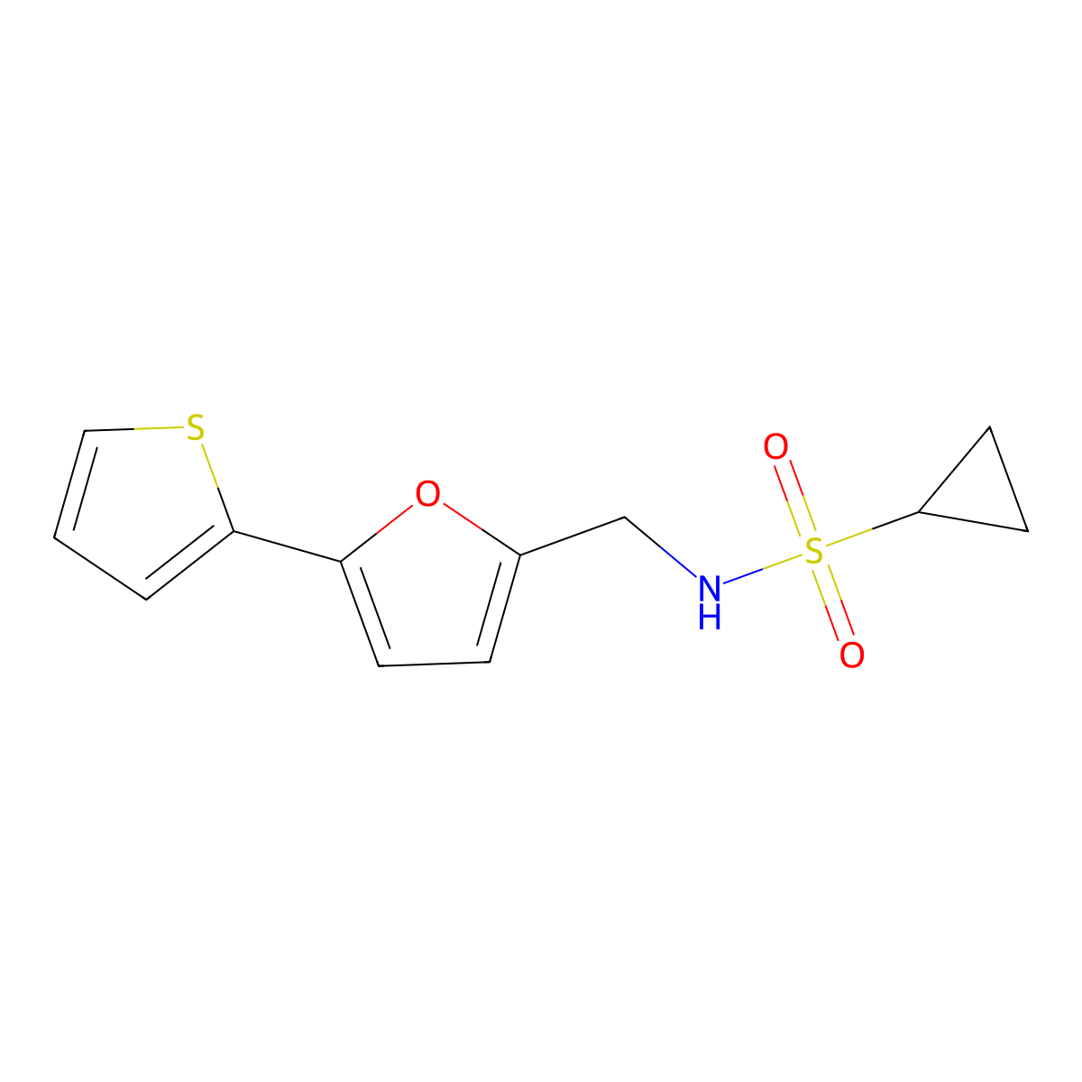 N-{[5-(thiophen-2-yl)furan-2-yl]methyl}cyclopropanesulfonamide molecular structure, CAS 2034592-94-2