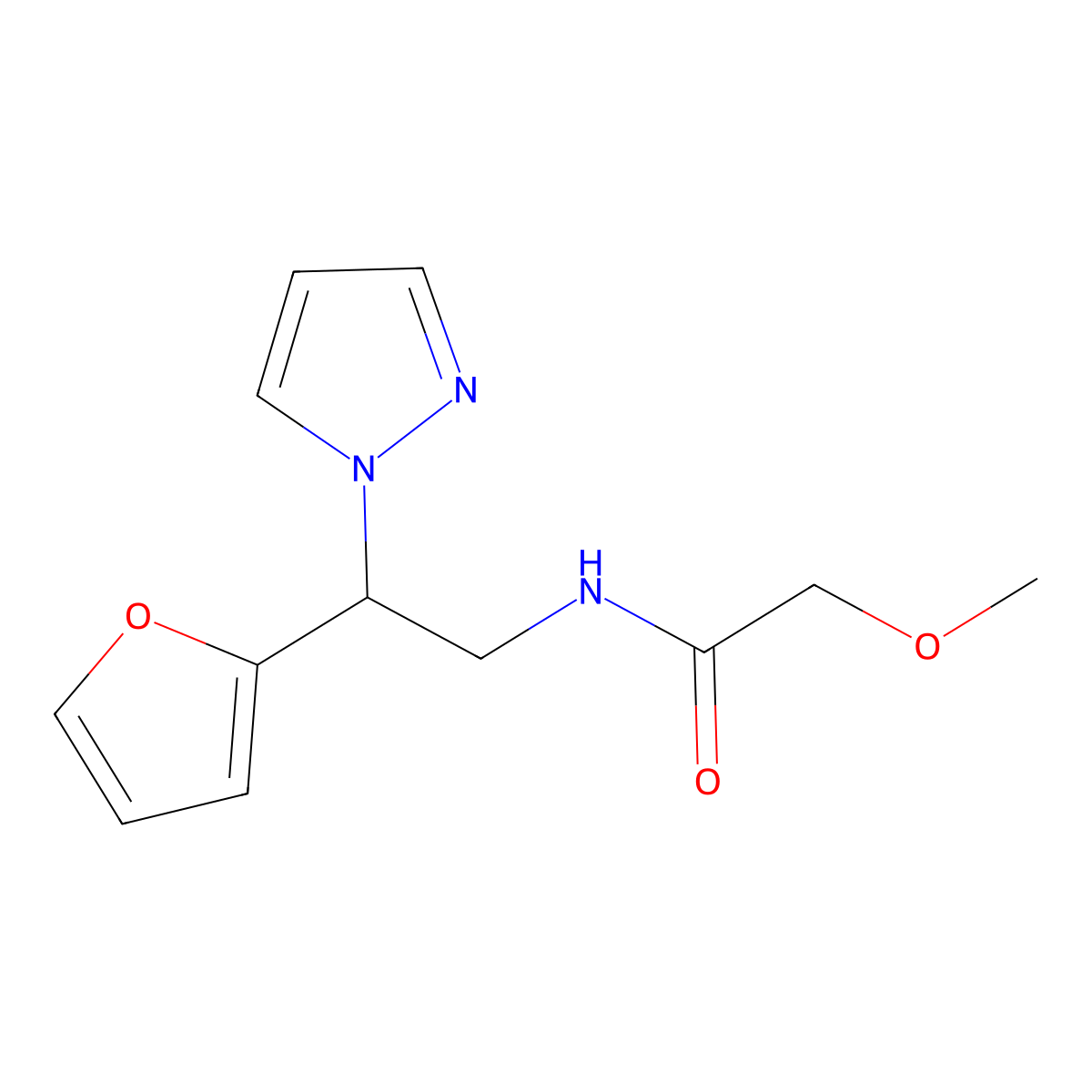 N-[2-(furan-2-yl)-2-(1H-pyrazol-1-yl)ethyl]-2-methoxyacetamide molecular structure, CAS 2034592-95-3