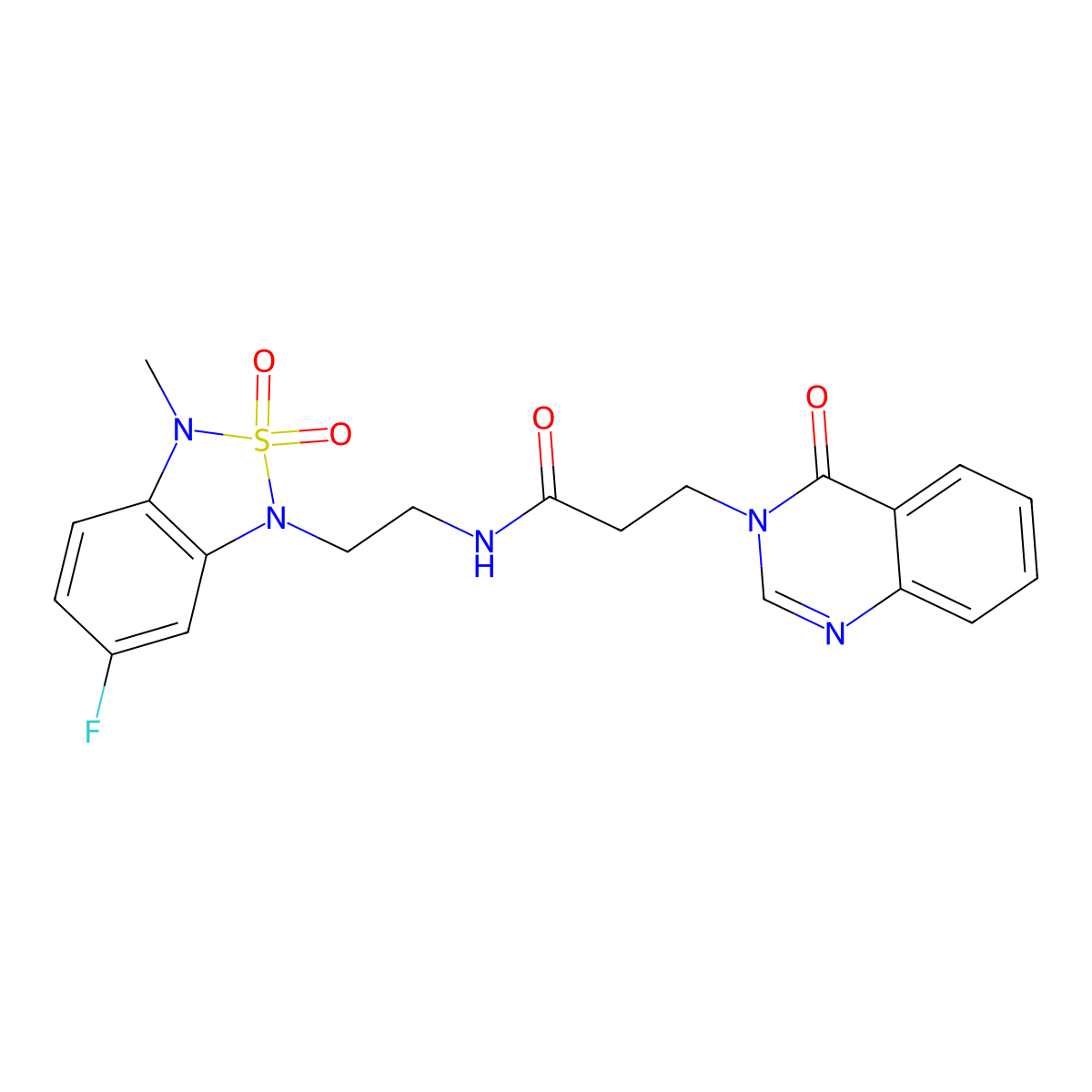 N-[2-(6-fluoro-3-methyl-2,2-dioxo-1,3-dihydro-2lambda6,1,3-benzothiadiazol-1-yl)ethyl]-3-(4-oxo-3,4-dihydroquinazolin-3-yl)propanamide molecular structure, CAS 2034592-97-5