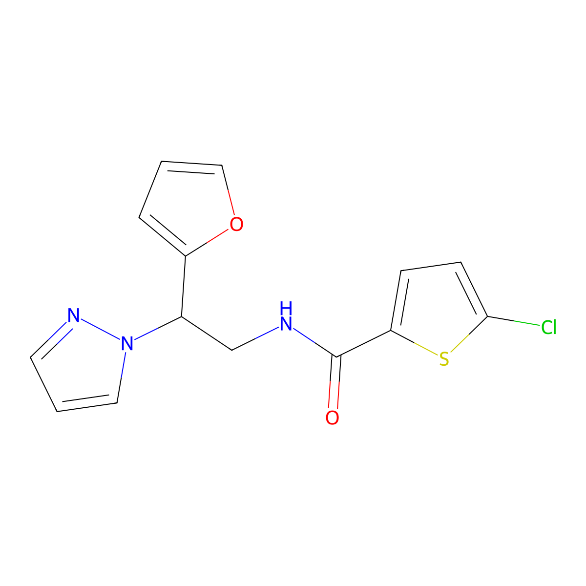 5-chloro-N-[2-(furan-2-yl)-2-(1H-pyrazol-1-yl)ethyl]thiophene-2-carboxamide molecular structure, CAS 2034593-24-1