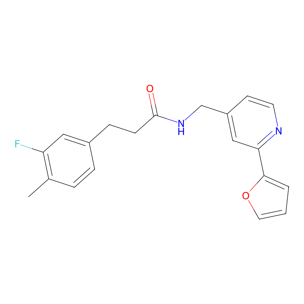 3-(3-fluoro-4-methylphenyl)-N-{[2-(furan-2-yl)pyridin-4-yl]methyl}propanamide molecular structure, CAS 2034593-27-4
