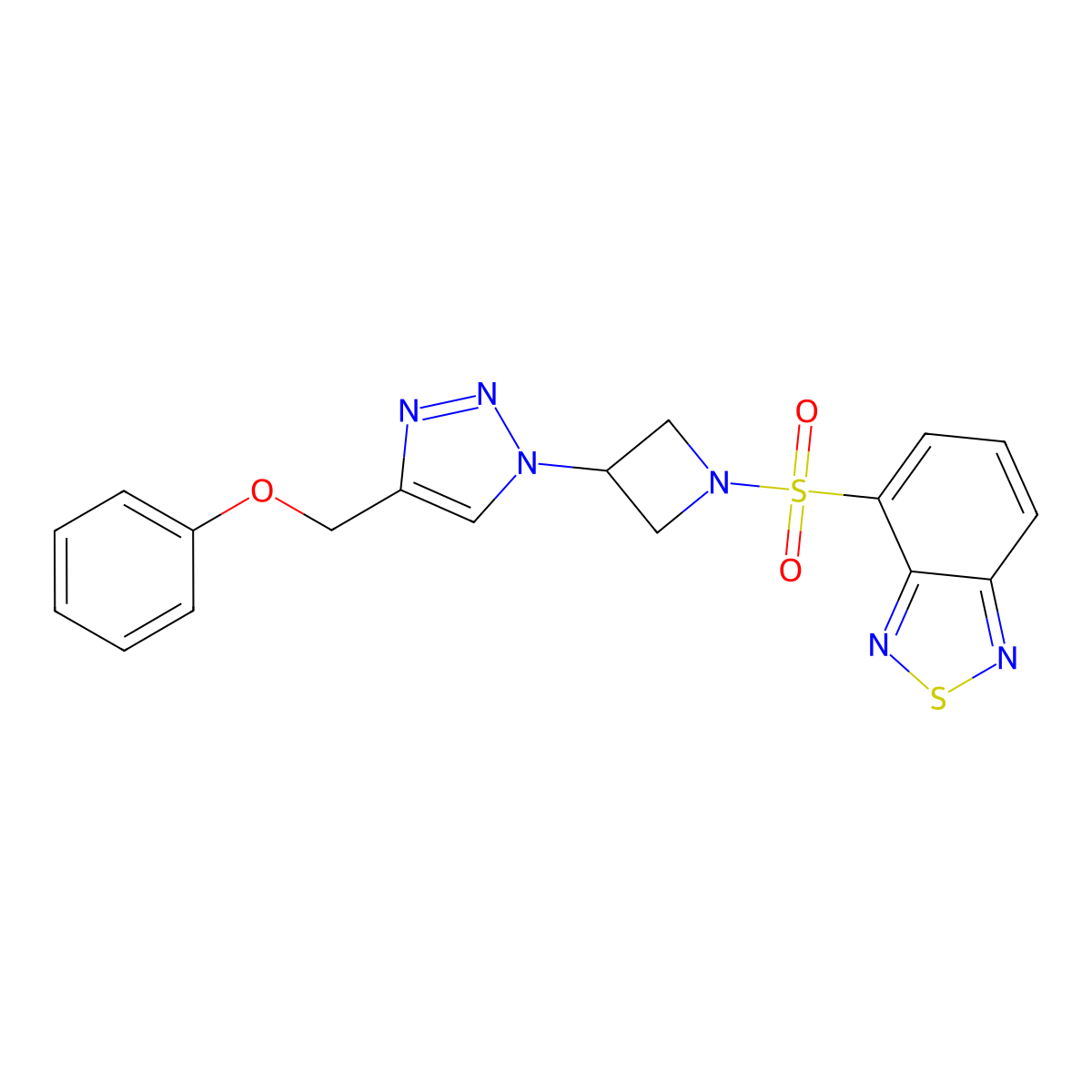4-((3-(4-(phenoxymethyl)-1H-1,2,3-triazol-1-yl)azetidin-1-yl)sulfonyl)benzo[c][1,2,5]thiadiazole molecular structure, CAS 2034593-30-9