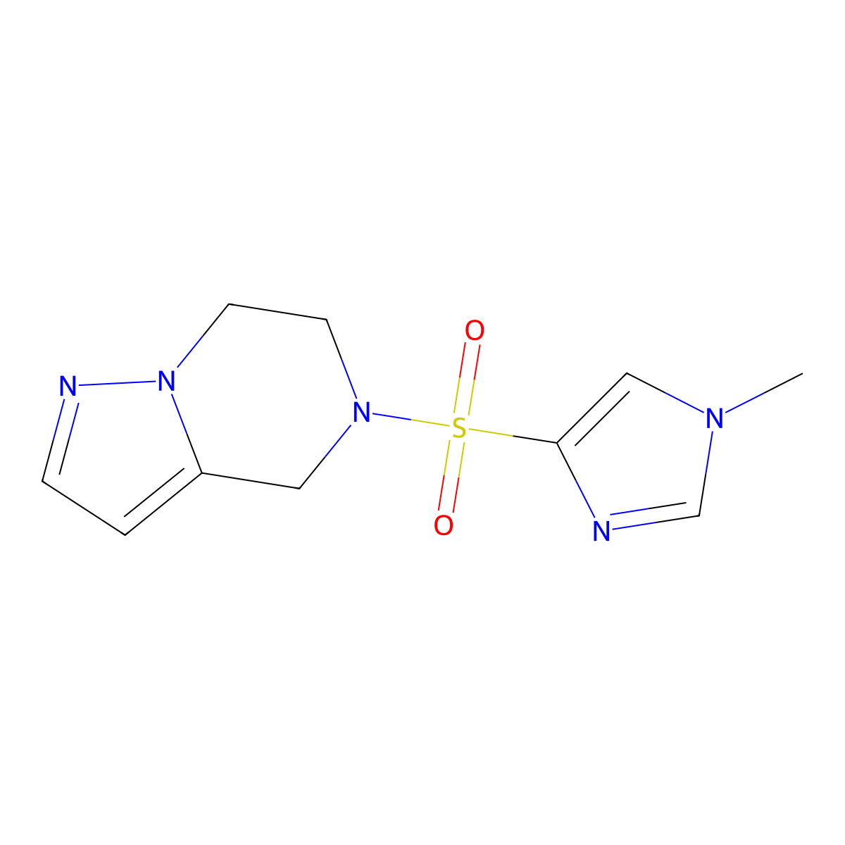 5-((1-methyl-1H-imidazol-4-yl)sulfonyl)-4,5,6,7-tetrahydropyrazolo[1,5-a]pyrazine molecular structure, CAS 2034593-31-0
