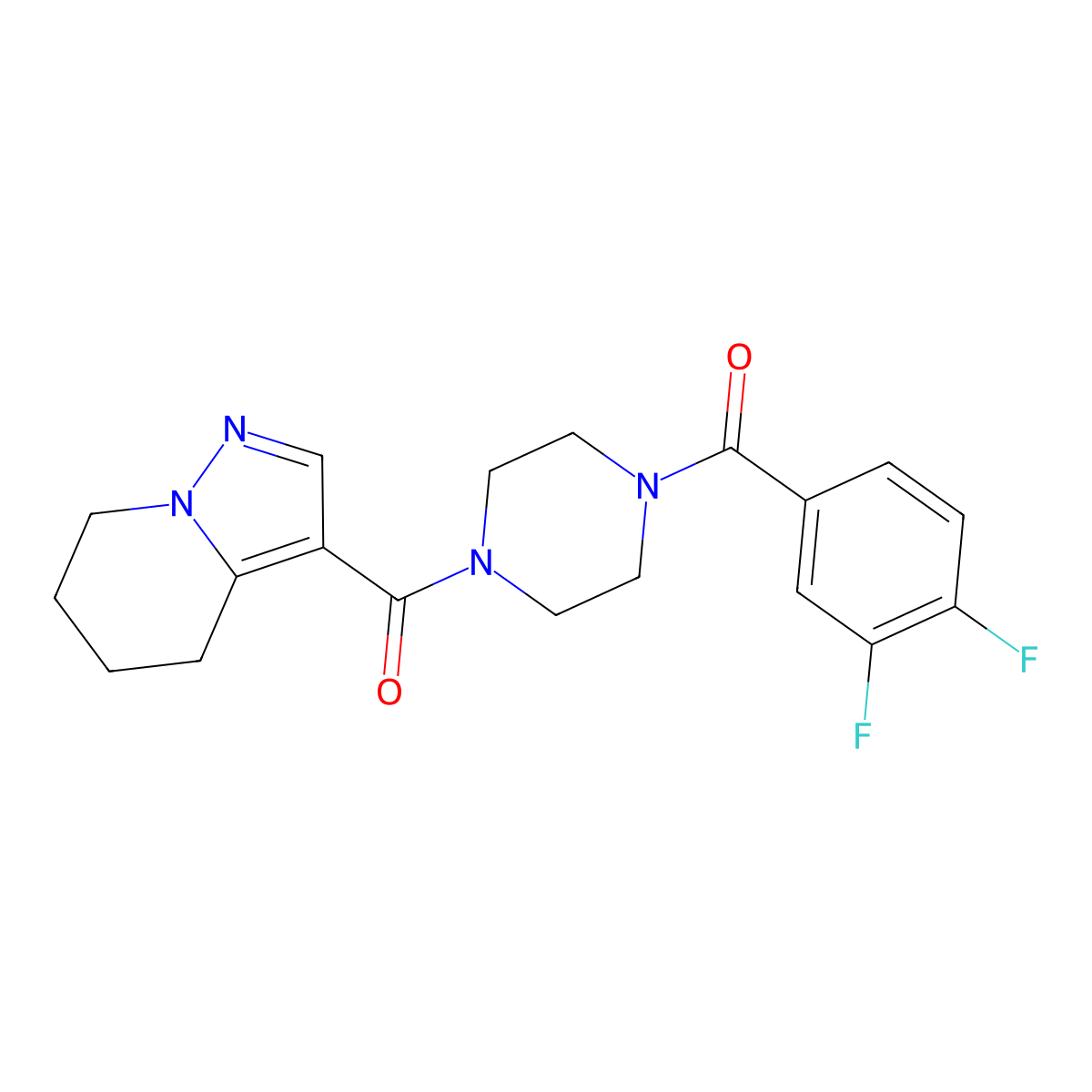 (4-(3,4-Difluorobenzoyl)piperazin-1-yl)(4,5,6,7-tetrahydropyrazolo[1,5-a]pyridin-3-yl)methanone molecular structure, CAS 2034593-33-2