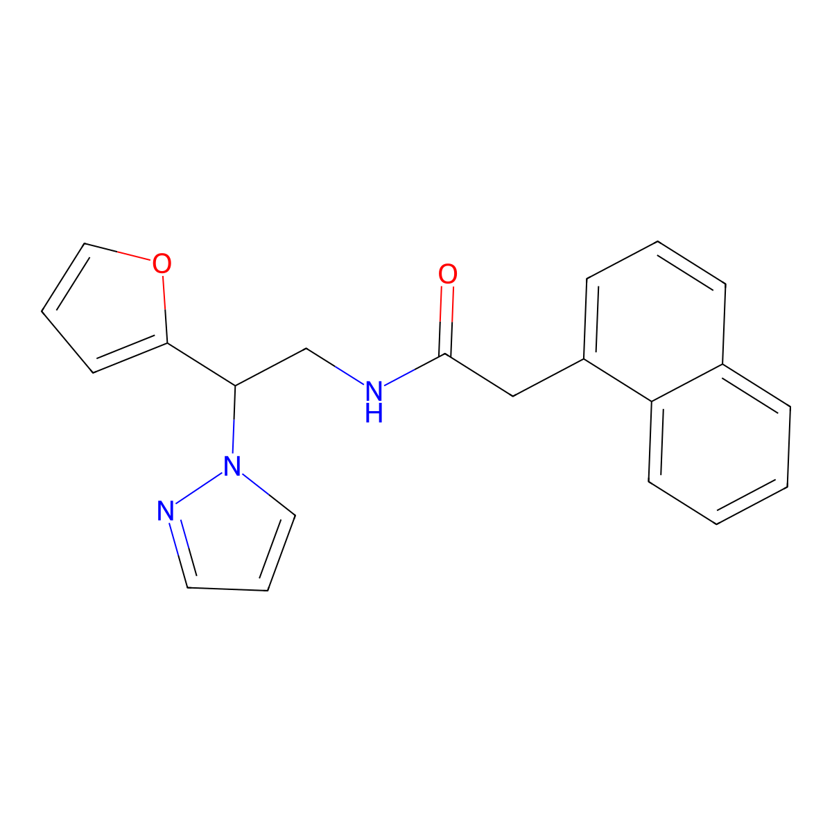N-[2-(furan-2-yl)-2-(1H-pyrazol-1-yl)ethyl]-2-(naphthalen-1-yl)acetamide molecular structure, CAS 2034593-38-7