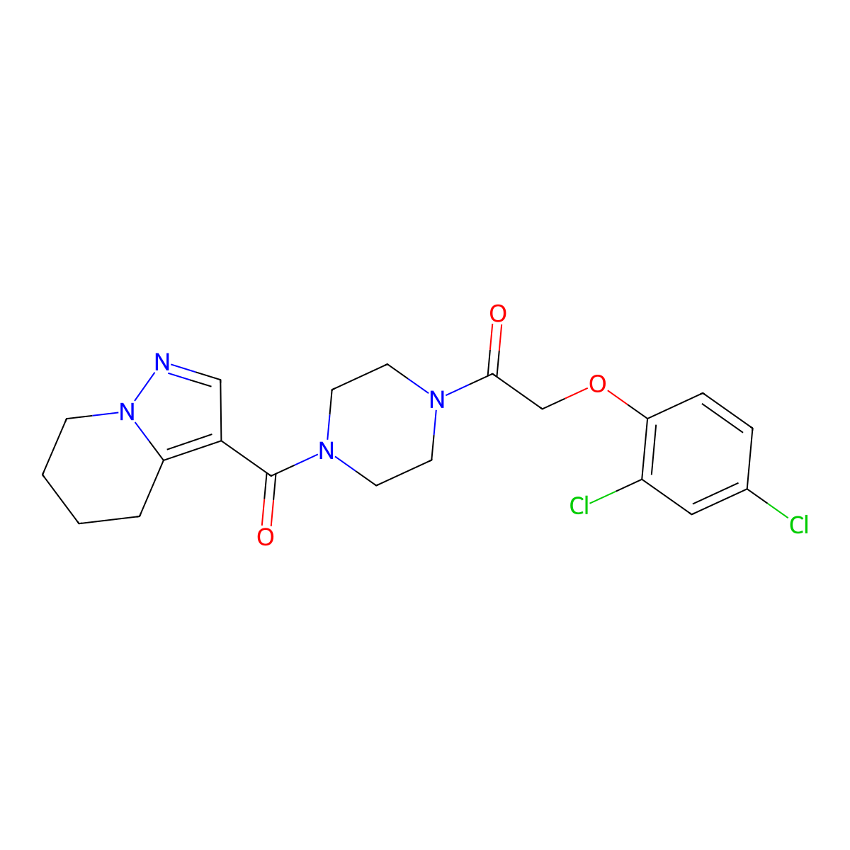 2-(2,4-Dichlorophenoxy)-1-(4-(4,5,6,7-tetrahydropyrazolo[1,5-a]pyridine-3-carbonyl)piperazin-1-yl)ethanone molecular structure, CAS 2034593-41-2