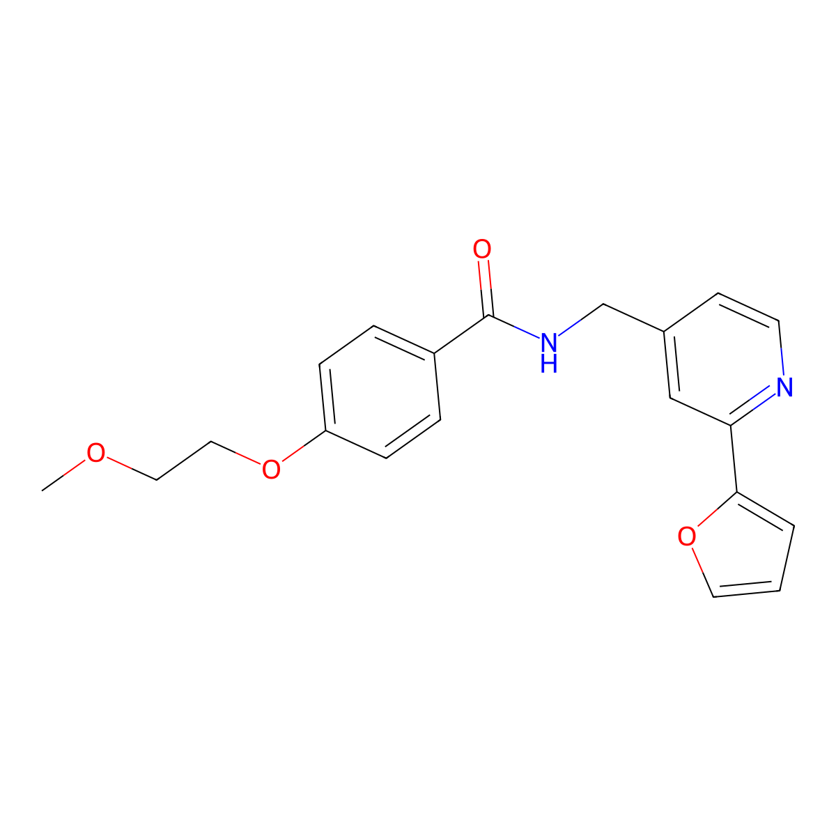 N-((2-(furan-2-yl)pyridin-4-yl)methyl)-4-(2-methoxyethoxy)benzamide molecular structure, CAS 2034593-42-3
