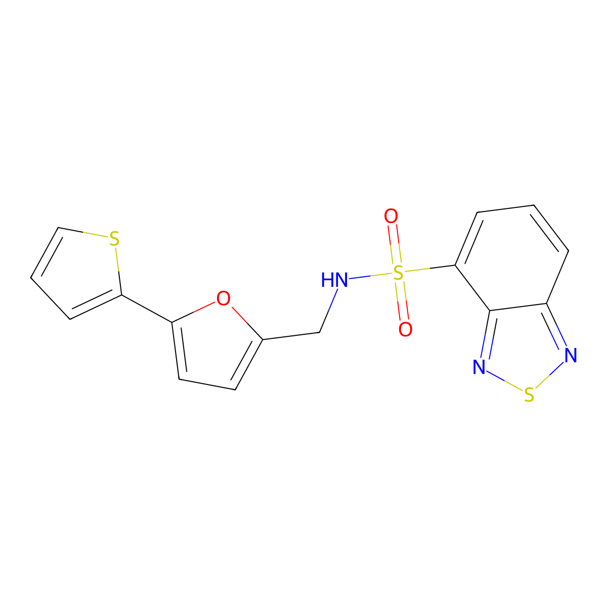 N-((5-(thiophen-2-yl)furan-2-yl)methyl)benzo[c][1,2,5]thiadiazole-4-sulfonamide molecular structure, CAS 2034593-46-7