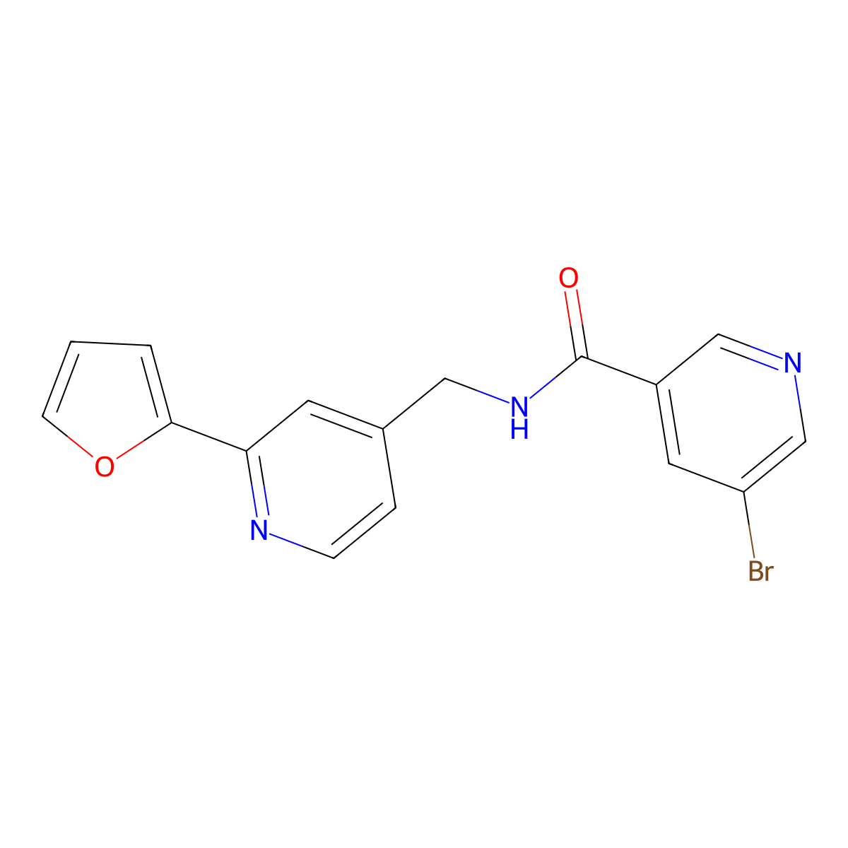 5-bromo-N-((2-(furan-2-yl)pyridin-4-yl)methyl)nicotinamide molecular structure, CAS 2034593-60-5