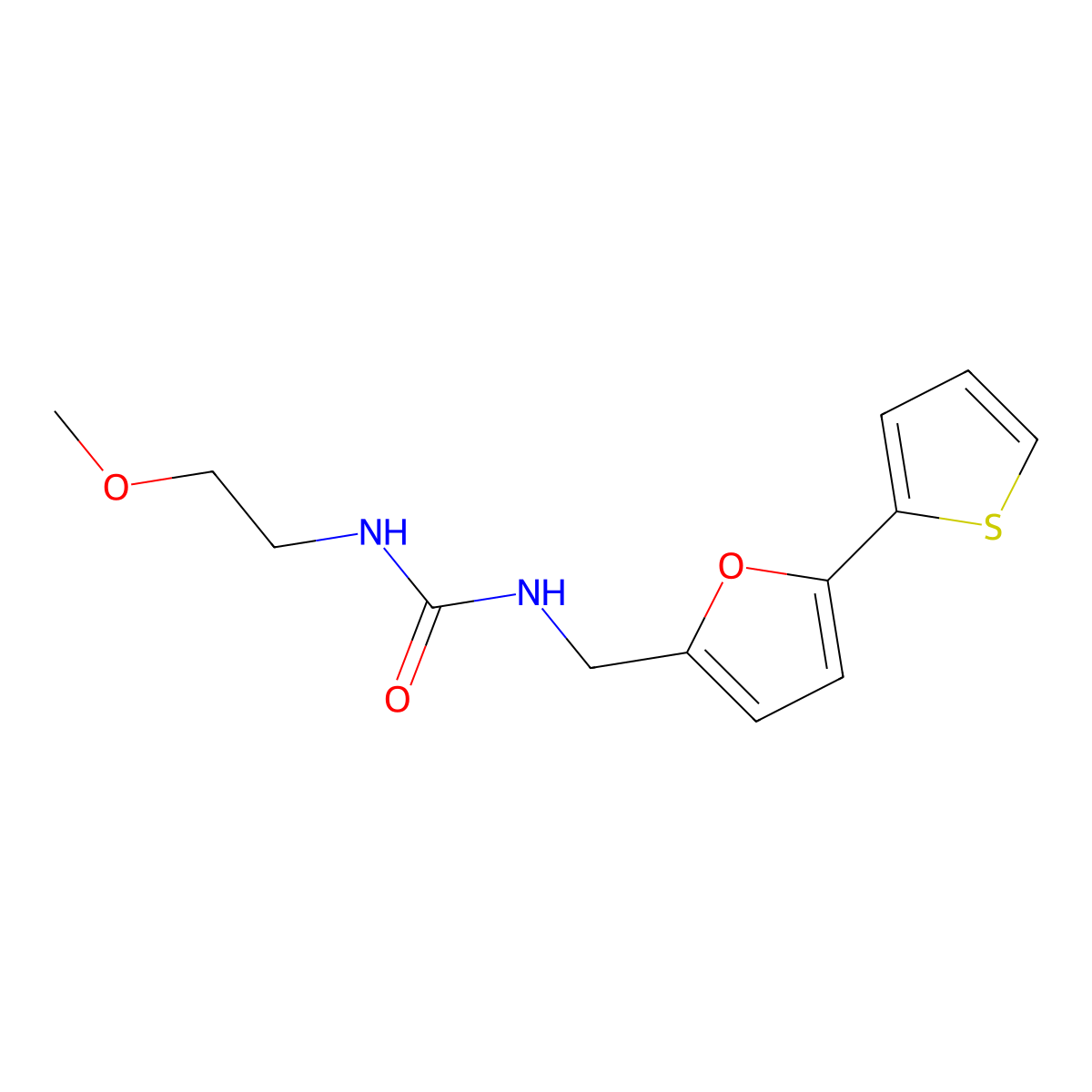 1-(2-Methoxyethyl)-3-((5-(thiophen-2-yl)furan-2-yl)methyl)urea molecular structure, CAS 2034593-64-9