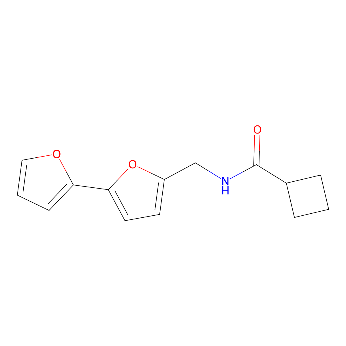 N-([2,2'-bifuran]-5-ylmethyl)cyclobutanecarboxamide molecular structure, CAS 2034593-67-2