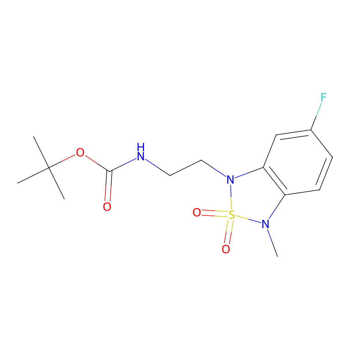 tert-butyl (2-(6-fluoro-3-methyl-2,2-dioxidobenzo[c][1,2,5]thiadiazol-1(3H)-yl)ethyl)carbamate molecular structure, CAS 2034593-74-1