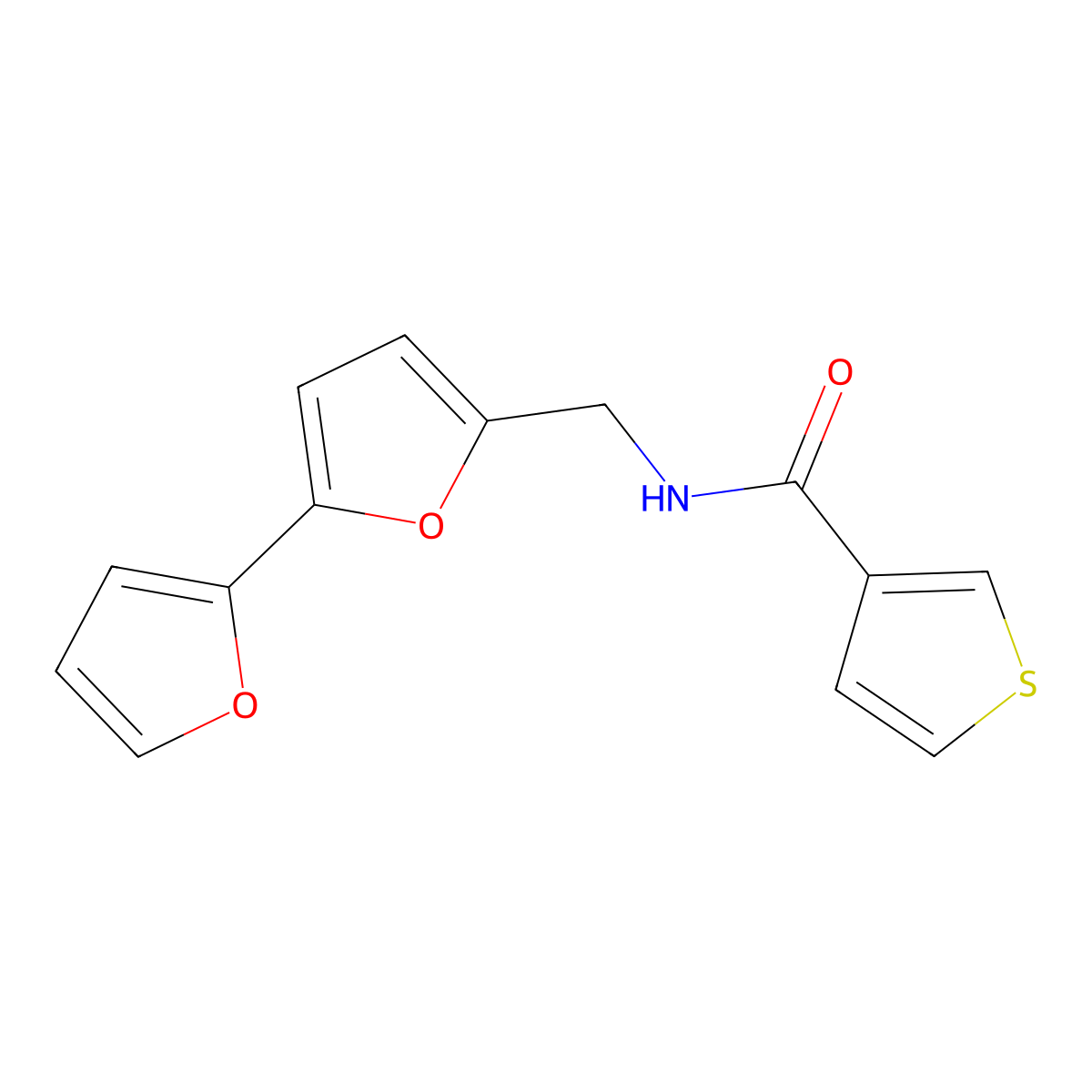 N-([2,2'-bifuran]-5-ylmethyl)thiophene-3-carboxamide molecular structure, CAS 2034593-79-6