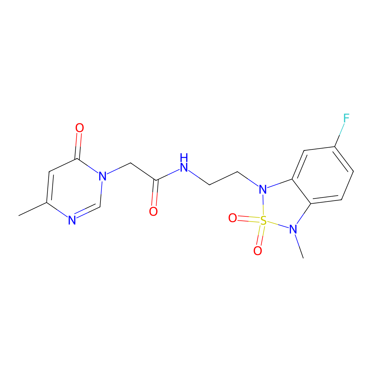 N-(2-(6-fluoro-3-methyl-2,2-dioxidobenzo[c][1,2,5]thiadiazol-1(3H)-yl)ethyl)-2-(4-methyl-6-oxopyrimidin-1(6H)-yl)acetamide molecular structure, CAS 2034593-85-4