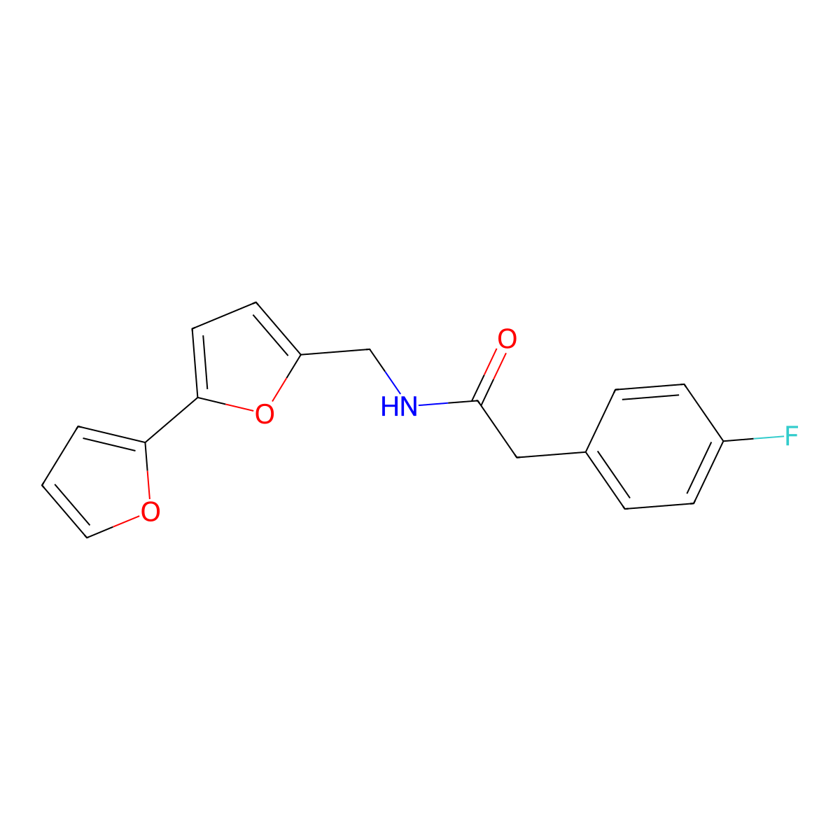 N-([2,2'-bifuran]-5-ylmethyl)-2-(4-fluorophenyl)acetamide molecular structure, CAS 2034593-87-6