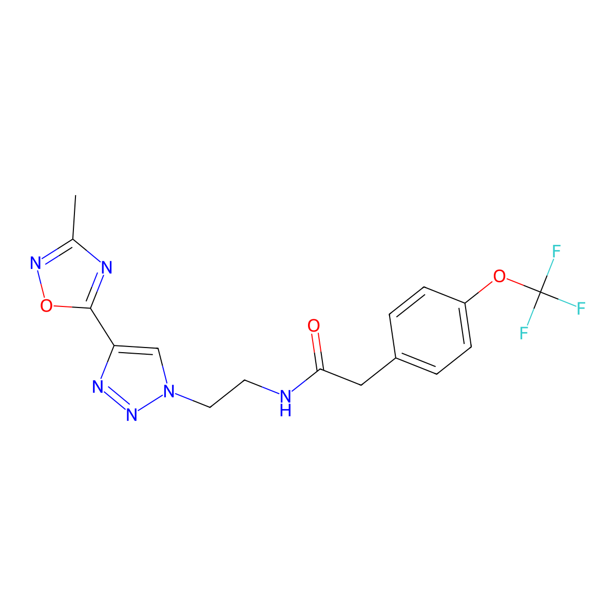 N-{2-[4-(3-methyl-1,2,4-oxadiazol-5-yl)-1H-1,2,3-triazol-1-yl]ethyl}-2-[4-(trifluoromethoxy)phenyl]acetamide molecular structure, CAS 2034593-90-1