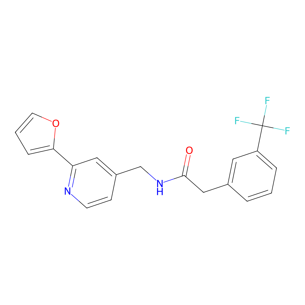 N-{[2-(furan-2-yl)pyridin-4-yl]methyl}-2-[3-(trifluoromethyl)phenyl]acetamide molecular structure, CAS 2034593-91-2