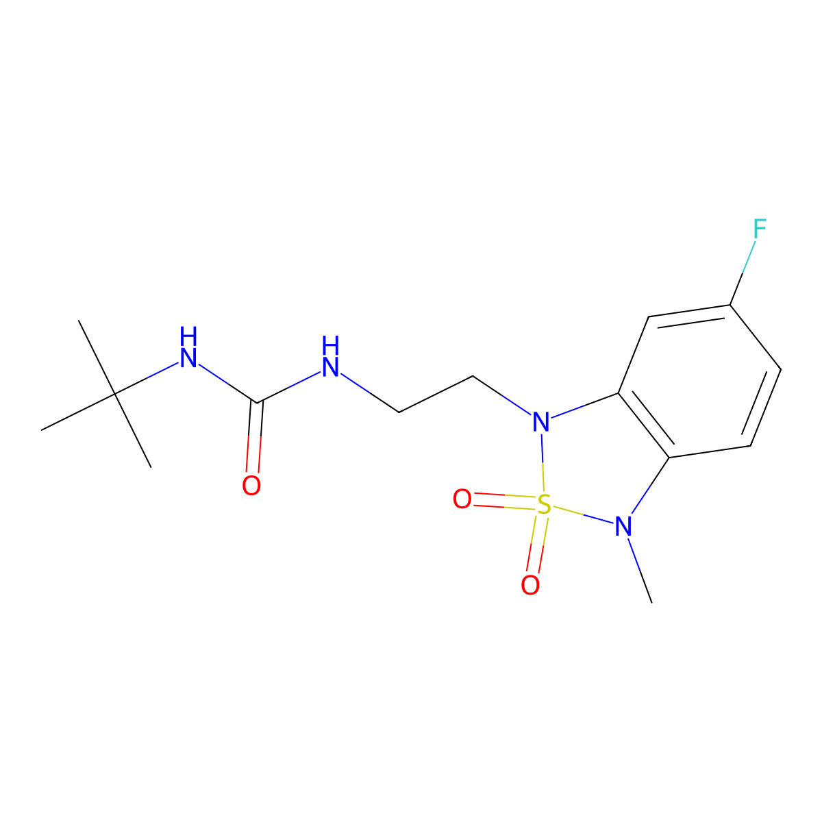 1-(tert-butyl)-3-(2-(6-fluoro-3-methyl-2,2-dioxidobenzo[c][1,2,5]thiadiazol-1(3H)-yl)ethyl)urea molecular structure, CAS 2034593-93-4