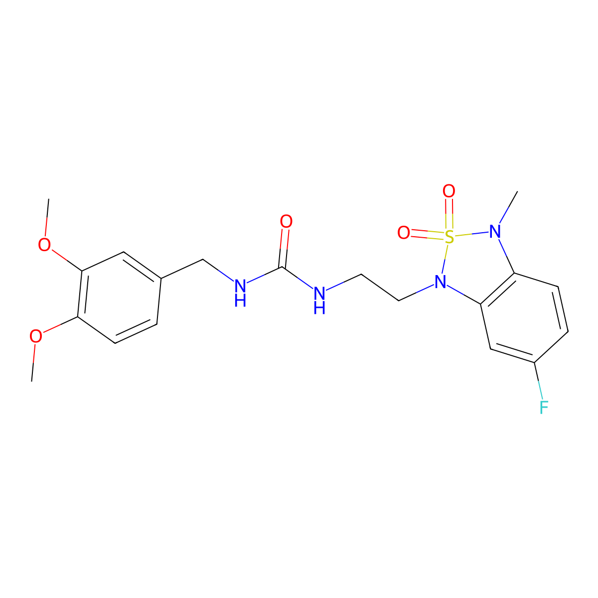1-(3,4-dimethoxybenzyl)-3-(2-(6-fluoro-3-methyl-2,2-dioxidobenzo[c][1,2,5]thiadiazol-1(3H)-yl)ethyl)urea molecular structure, CAS 2034594-05-1