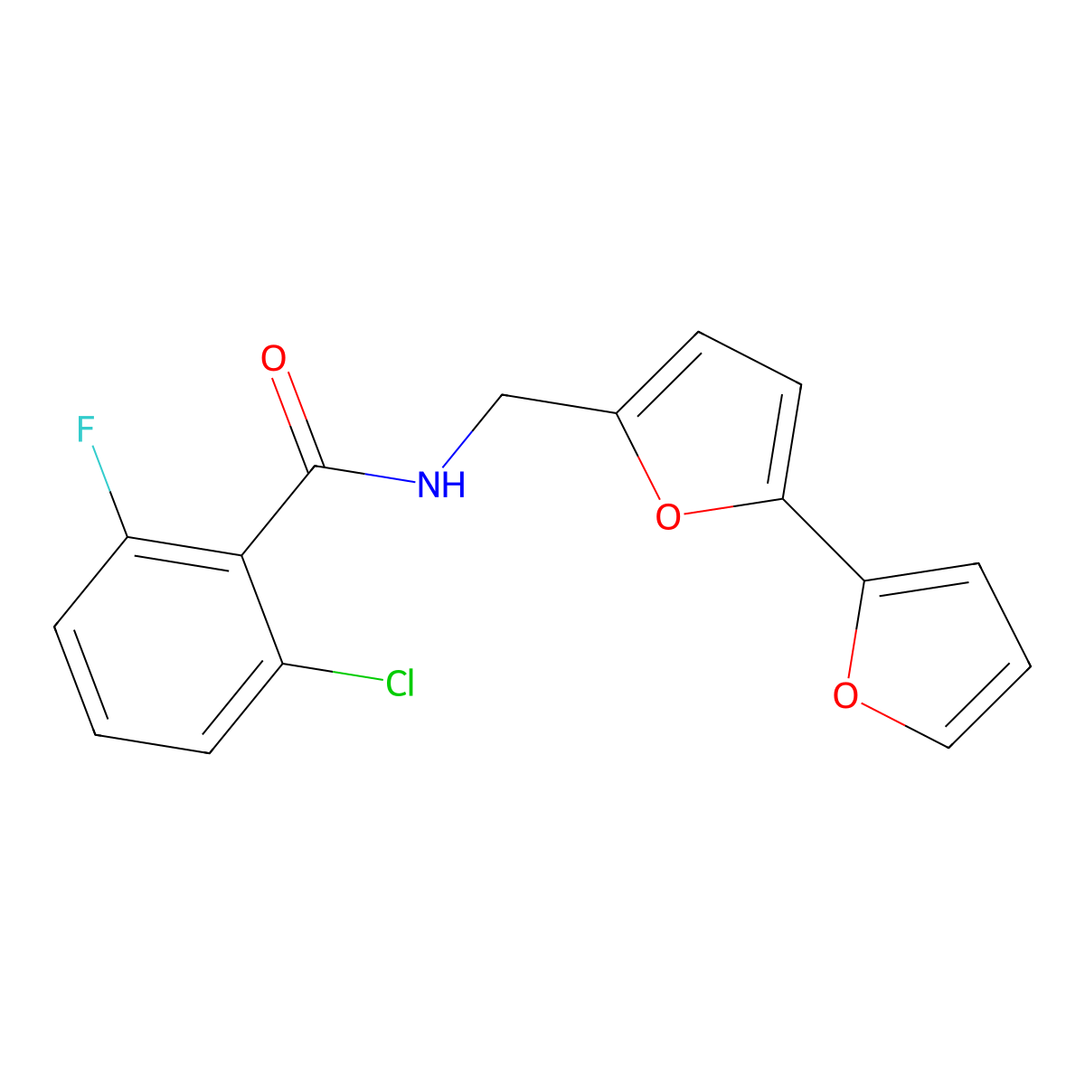 N-([2,2'-bifuran]-5-ylmethyl)-2-chloro-6-fluorobenzamide molecular structure, CAS 2034594-13-1