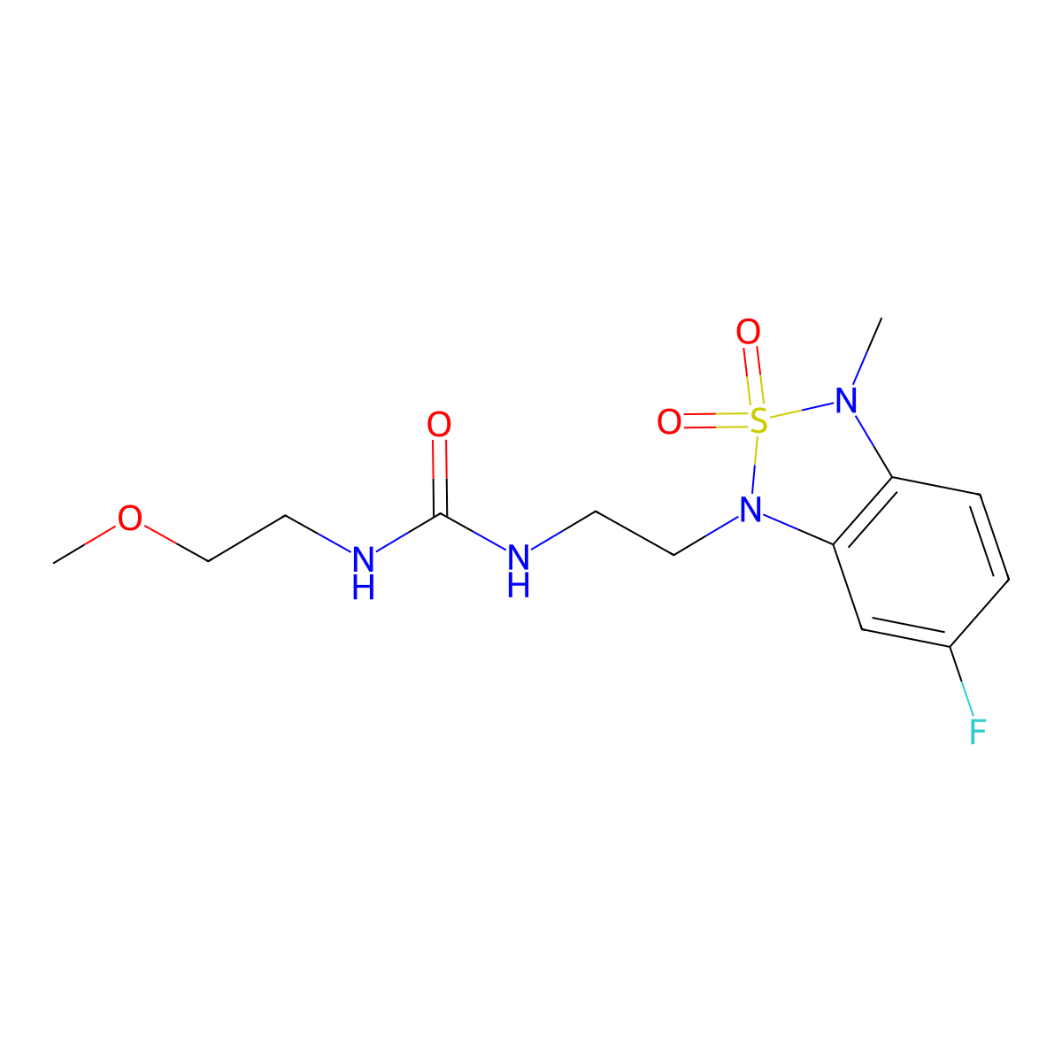 1-(2-(6-fluoro-3-methyl-2,2-dioxidobenzo[c][1,2,5]thiadiazol-1(3H)-yl)ethyl)-3-(2-methoxyethyl)urea molecular structure, CAS 2034594-15-3