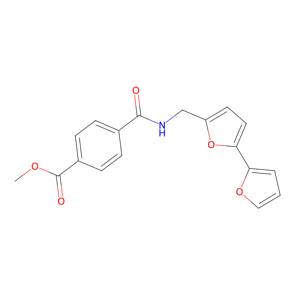 Methyl 4-(([2,2'-bifuran]-5-ylmethyl)carbamoyl)benzoate molecular structure, CAS 2034594-18-6