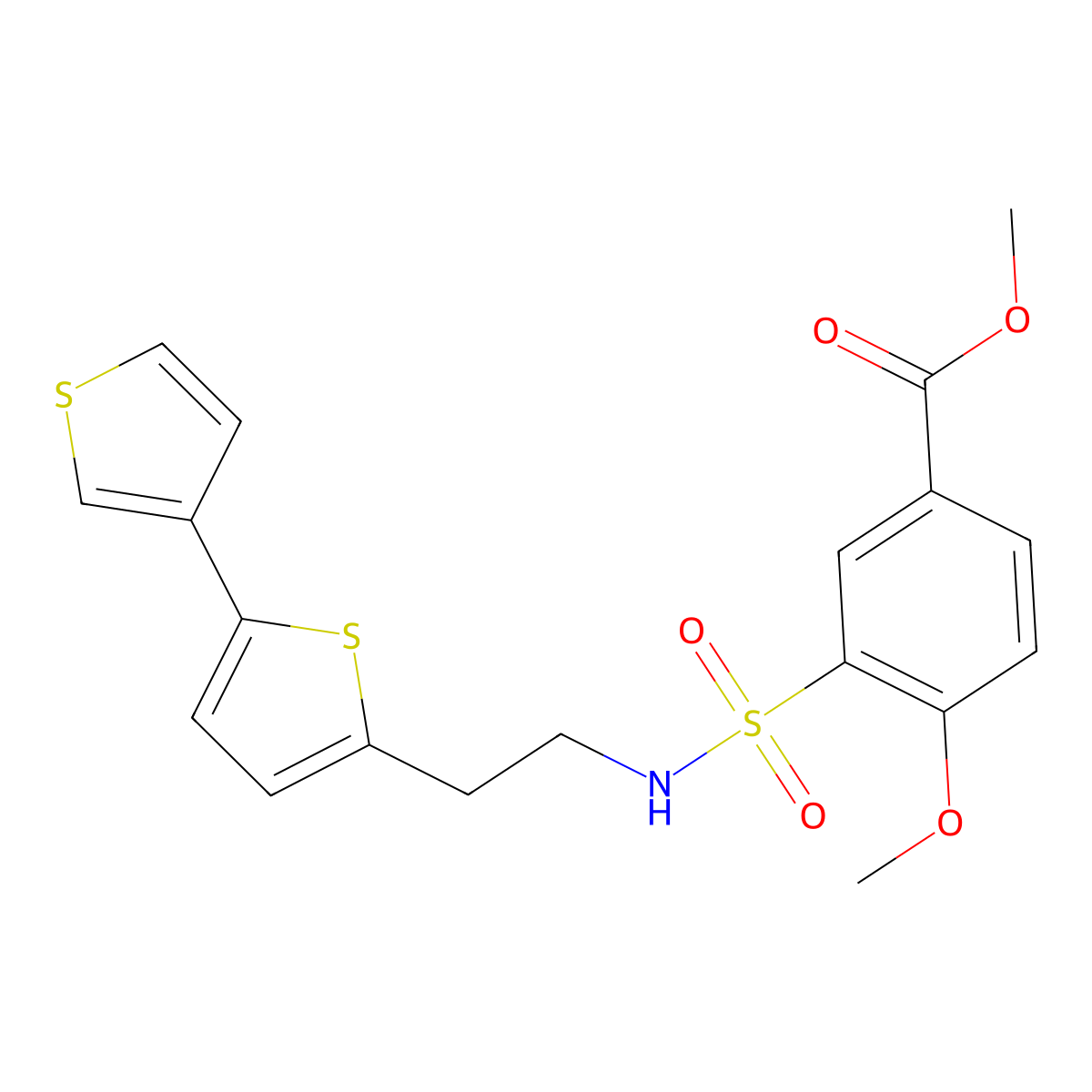 Methyl 3-[(2-{[2,3'-bithiophene]-5-yl}ethyl)sulfamoyl]-4-methoxybenzoate molecular structure, CAS 2034594-32-4