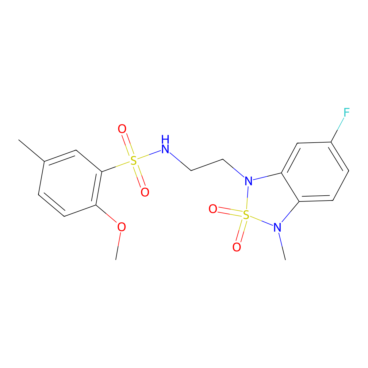 N-(2-(6-fluoro-3-methyl-2,2-dioxidobenzo[c][1,2,5]thiadiazol-1(3H)-yl)ethyl)-2-methoxy-5-methylbenzenesulfonamide molecular structure, CAS 2034594-33-5